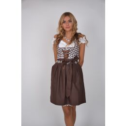 Dirndl Set 3tlg.-Trachtenkleid 329GT Braun&Weiß Kariert 34