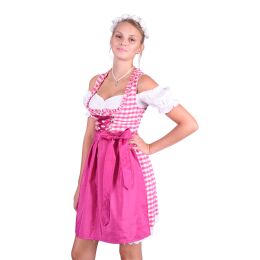 Dirndl Trachtenkleid Set 3tlg. 386gt Rosa&Weiss kariert