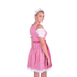 Dirndl Trachtenkleid Set 3tlg. 386gt Rosa&Weiss kariert