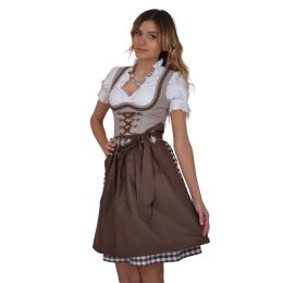 Dirndl Set 400gt Trachtenkleid Beige Rock Braunkaro.