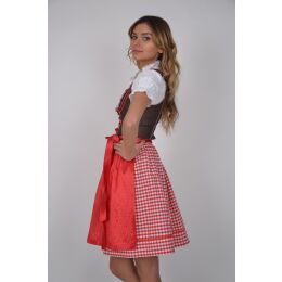 Dirndl Set 404GT Trachtenkleid Braun Rot