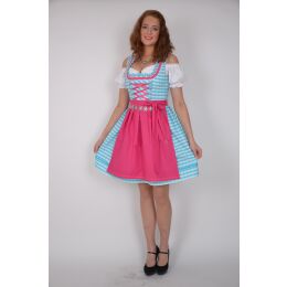 Dirndl Set 3tlg Trachtenkleid 444gt1 Blaukaro.