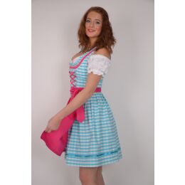 Dirndl Set 3tlg Trachtenkleid 444gt1 Blaukaro.