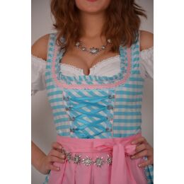 Dirndl Set 3tlg Trachtenkleid 445gt Blaukaro.