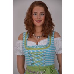 Dirndl Set 3tlg Trachtenkleid 446gt Blaukaro.