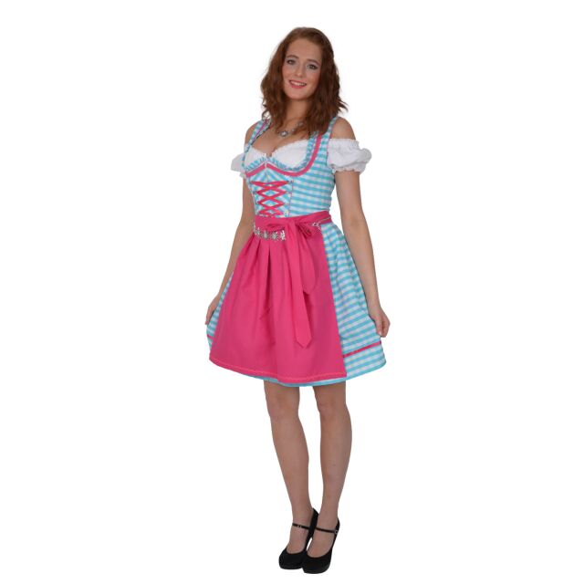 Dirndl Set 3tlg Trachtenkleid 448gt Blaukaro.