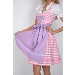 Dirndl Set Trachtenkleid 339GT Rosa kariert