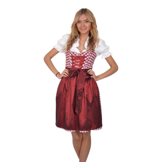 Dirndl Set Trachtenkleid 341GT Bordo kariert