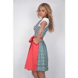 Dirndl Set Trachtenkleid 354GT Tannengrün Rot