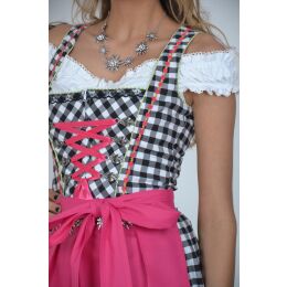 Dirndl Set Trachtenkleid 361GT Schwarz Weiß kariert