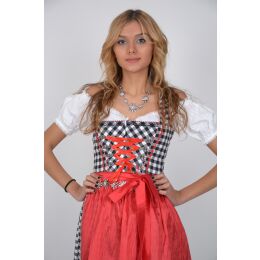 Dirndl Set Trachtenkleid 363GT Schwarz Weiß kariert