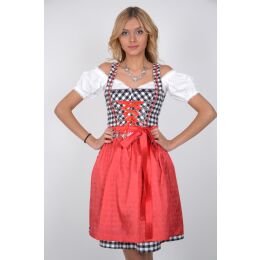 Dirndl Set Trachtenkleid 363GT Schwarz Weiß kariert