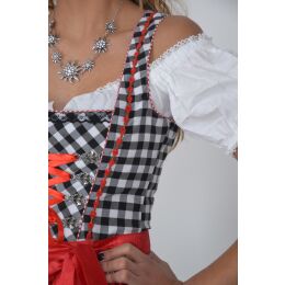 Dirndl Set Trachtenkleid 363GT Schwarz Weiß kariert