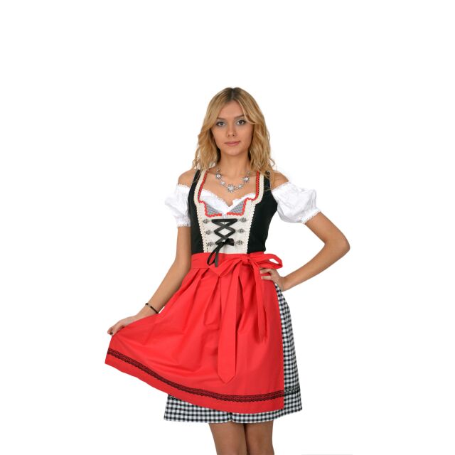 Dirndl Set Trachtenkleid 366GT Schwarz Rot