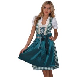 Dirndl Set 3tlg Trachtenkleid 372gt Tannengrün&Weiß karriert