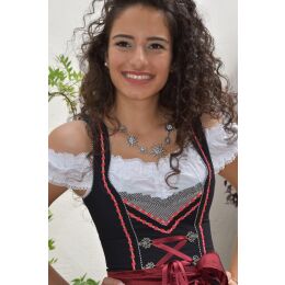 Dirndl Set 3tlg Trachtenkleid 380gt Schwarz Bordo&Weiß kariert