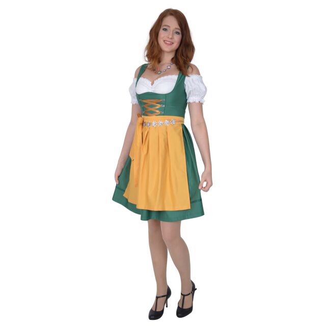 Dirndl Set 3tlg Trachtenkleid 432gt Grün Polyester Gr 34 bis 42