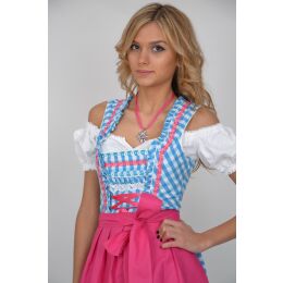 Dirndl Set Trachtenkleid 346GT Blau kariert