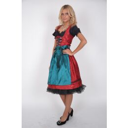 Dirndl Set 3tlg Trachtenkleid R312gt Rot geblümt