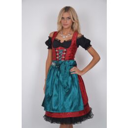 Dirndl Set 3tlg Trachtenkleid R312gt Rot geblümt