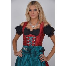 Dirndl Set 3tlg Trachtenkleid R312gt Rot geblümt