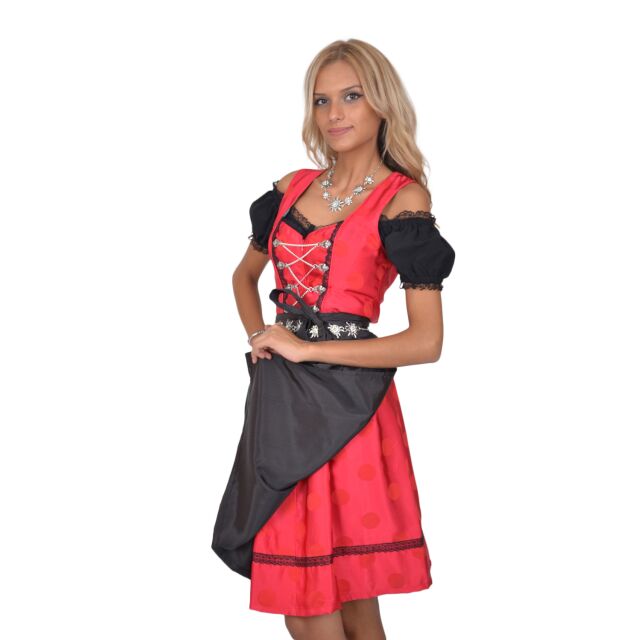 Dirndl Set 3tlg Trachtenkleid R313gt Rot gepunktet