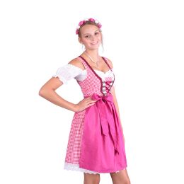 Dirndl Set 301GT Trachtenkleid Pink kariert  34