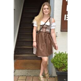 Dirndl Trachtenkleid 478GT Braun kariert