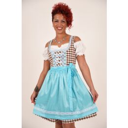 Dirndl Set Trachtenkleid 456GT Braun Weiß kariert