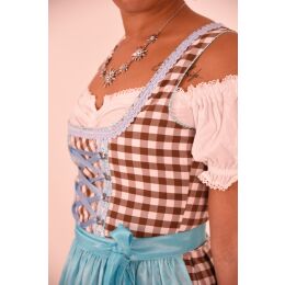 Dirndl Set Trachtenkleid 456GT Braun Weiß kariert