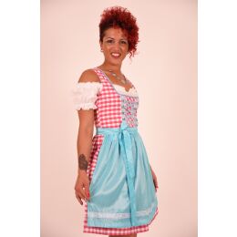 Dirndl Set Trachtenkleid 463GT Rosa Weiß kariert Gr 34 36 38 40 42