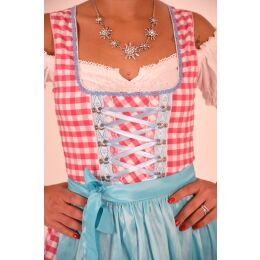 Dirndl Set Trachtenkleid 463GT Rosa Weiß kariert Gr 34 36 38 40 42