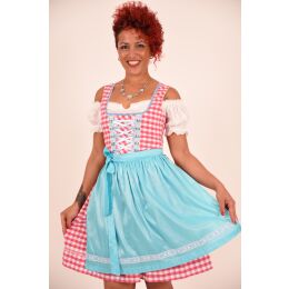 Dirndl Set Trachtenkleid 463GT Rosa Weiß kariert Gr 34 36 38 40 42