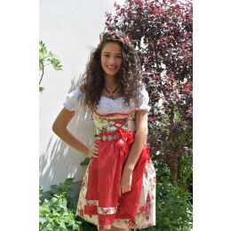 Dirndl Set Trachtenkleid 484GT Rot geblümt