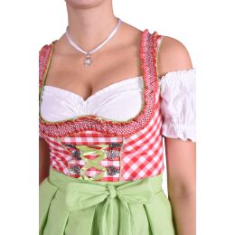 Dirndl Set Trachtenkleid 480GT Rot Weiß kariert