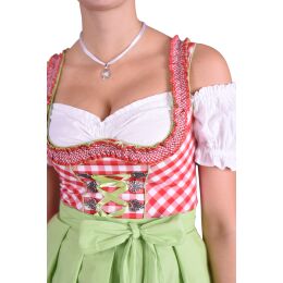 Dirndl Set Trachtenkleid 480GT Rot Weiß kariert