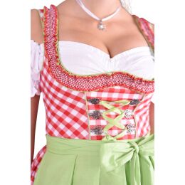 Dirndl Set Trachtenkleid 480GT Rot Weiß kariert