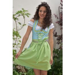 Dirndl Set Trachtenkleid 447GT Türkis Weiß kariert