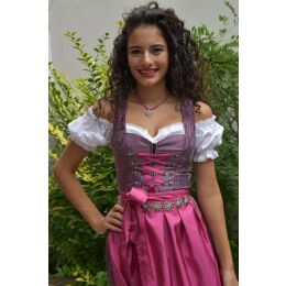 Dirndl Set Trachtenkleid 486GT Lila geblümt Gr 34 bis 42