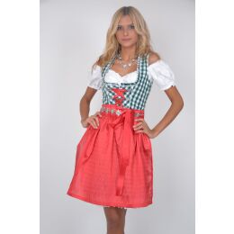 Dirndl Set 3tlg.Trachtenkleid 320GT Grün&Weiß Kariert Gr.34,36,38,40,42  42