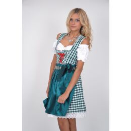 Dirndl Set Trachtenkleid 320GT1 Grün Weiß kariert Gr 34 36 38 40 42