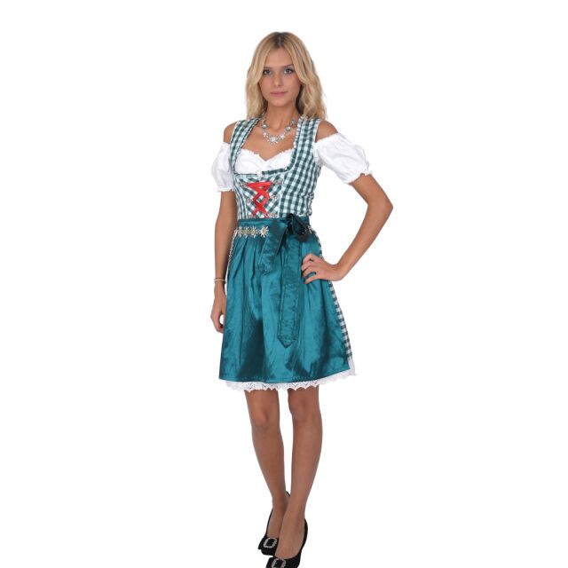 Dirndl Set Trachtenkleid 320GT1 Grün Weiß kariert Gr 34 36 38 40 42 42