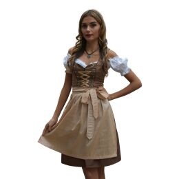 Dirndl Set Trachtenkleid 488GT Braun geblümt Gr 34 bis 42