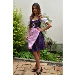 Dirndl Set 3tlg Trachtenkleid L313gt Lila gepunktet