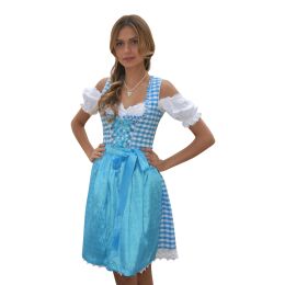 Dirndl Set Trachtenkleid 323GT Blau Weiß Kariert Gr 34 bis 42