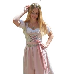 Dirndl Set Trachtenkleid 502GT Grau Rosa geblümt