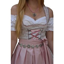 Dirndl Set Trachtenkleid 502GT Grau Rosa geblümt