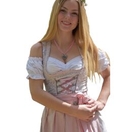 Dirndl Set Trachtenkleid 502GT Grau Rosa geblümt 34