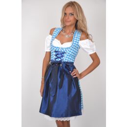 Dirndl Set Trachtenkleid Y323GT Blau Weiß Kariert Gr 34 bis 42