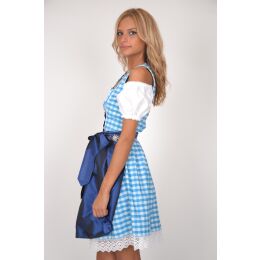 Dirndl Set Trachtenkleid Y323GT Blau Weiß Kariert Gr 34 bis 42